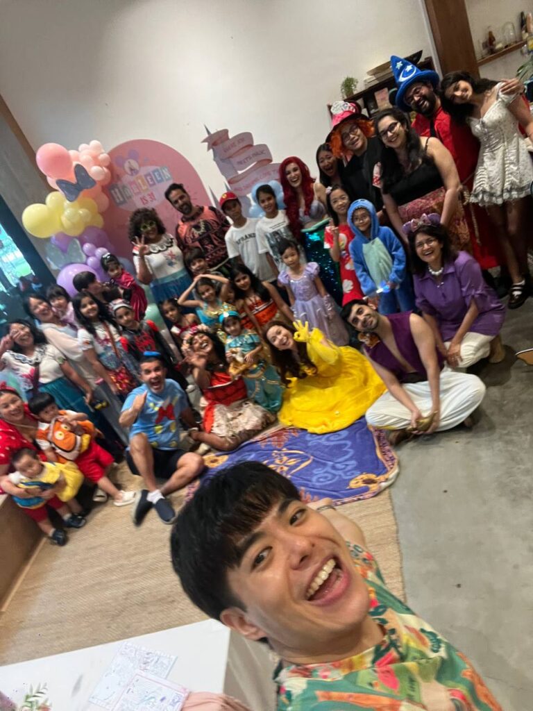 Procuring princess talents for a child's birthday party, with many happy faces
