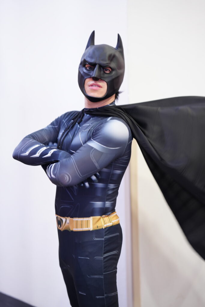 Batman costume party, with mask and body suit